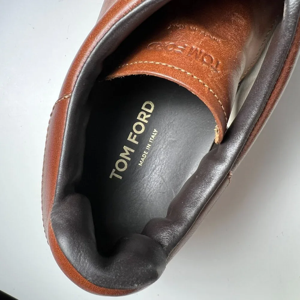 TOM FORD Men's Brown‎ Leather Warwick Sneakers 7